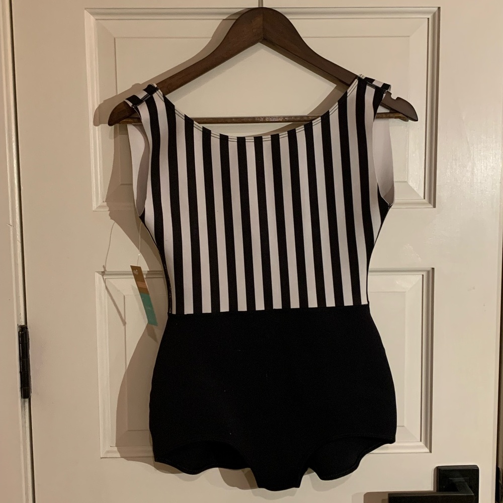 Seea One Piece Black and White Bathing Suit! Size Medium, with tags!
